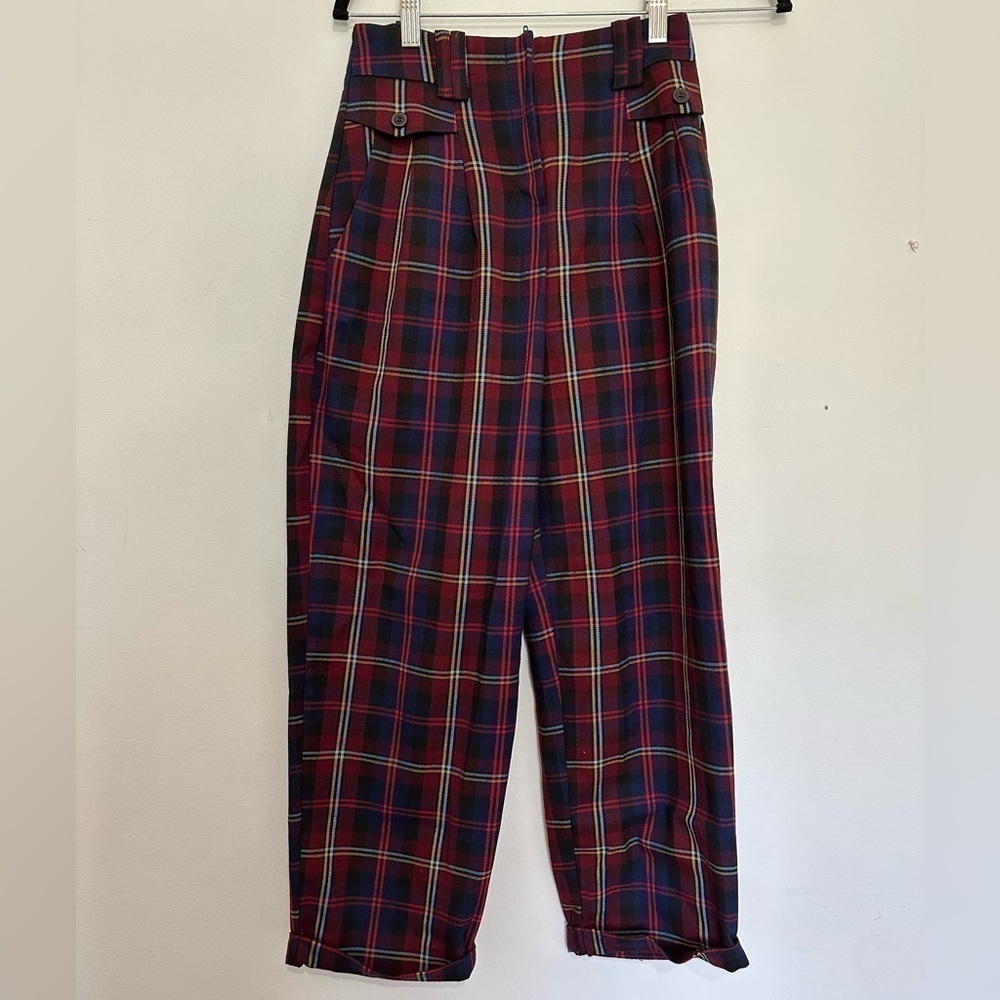TOPSHOP plaid high waisted trousers preppy retro academia schoolgirl size 2